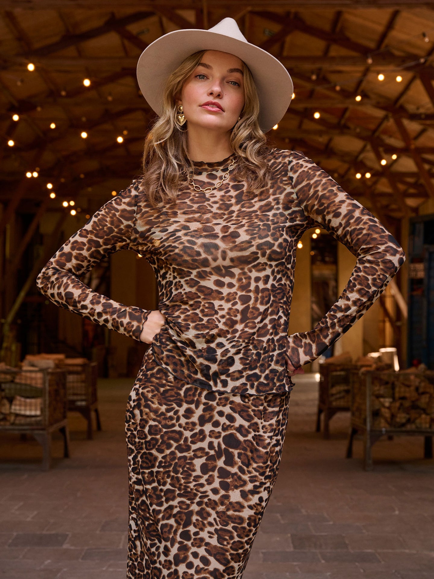 Ydence rok panterprint lang model Skirt Safia Leopard
