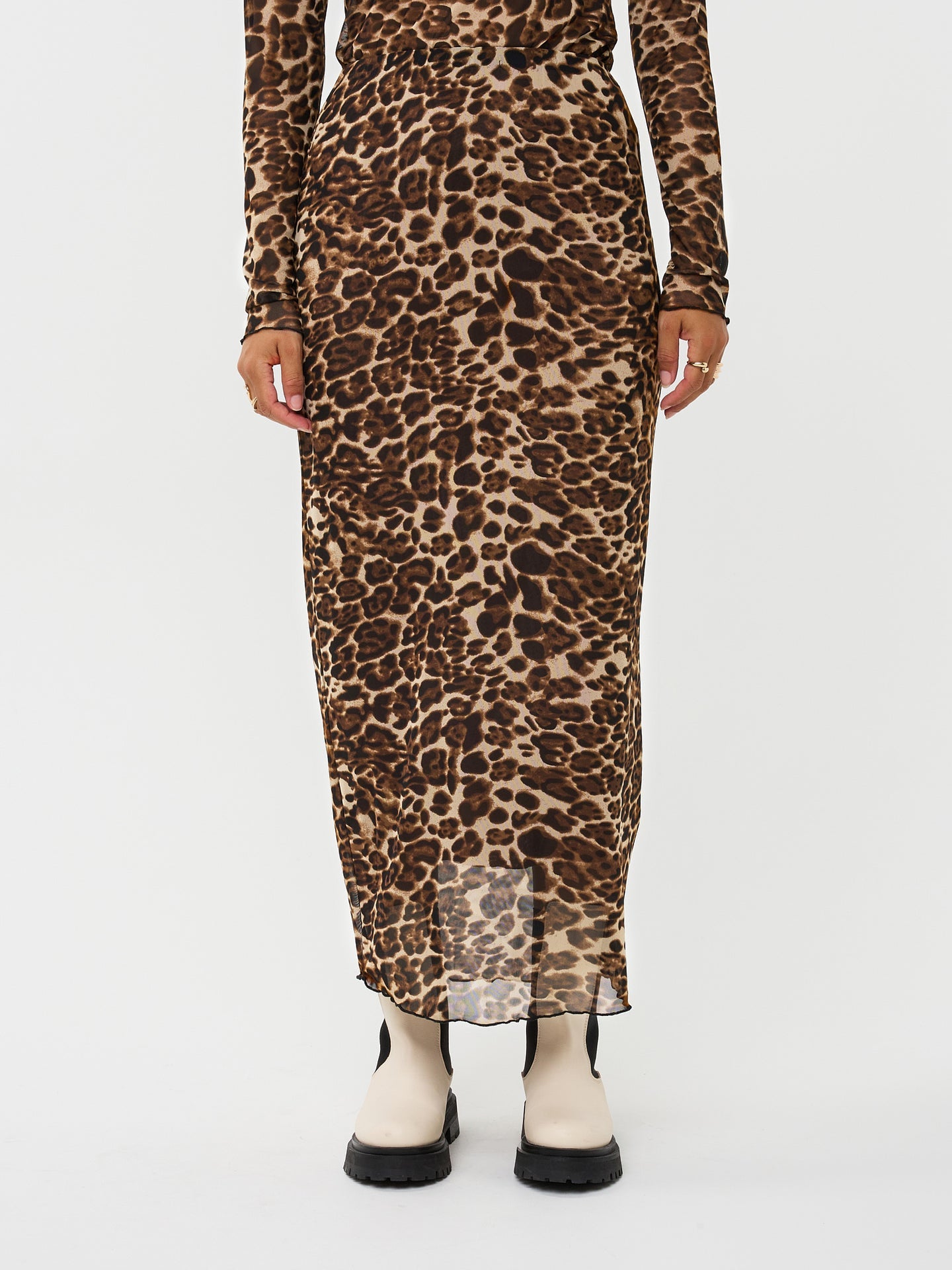 Ydence rok panterprint lang model Skirt Safia Leopard