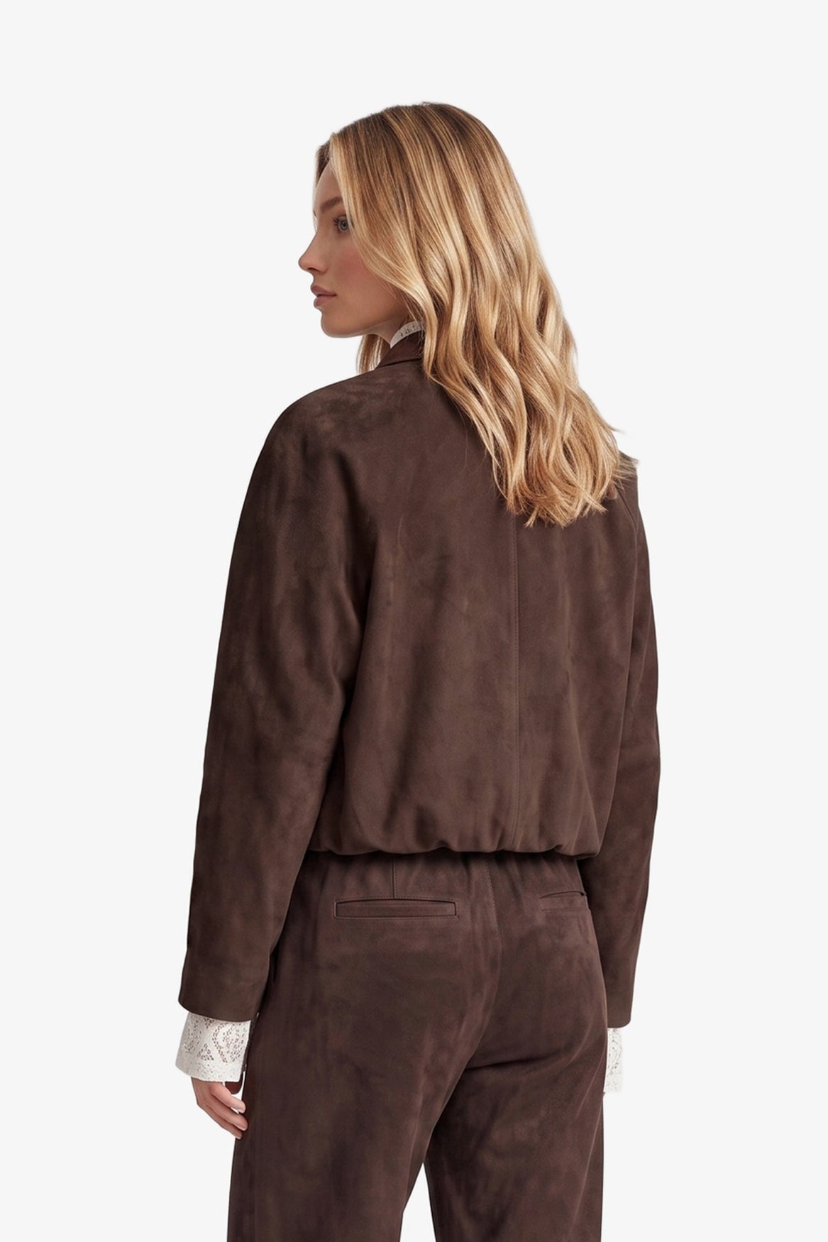 Fluresk suède look jasje bruin model Ginny jacket dark chocolate 