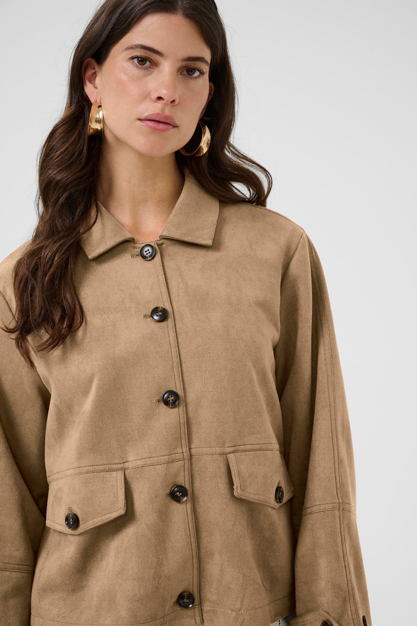 Cream suède look jasje camel model CRCala Casual jacket