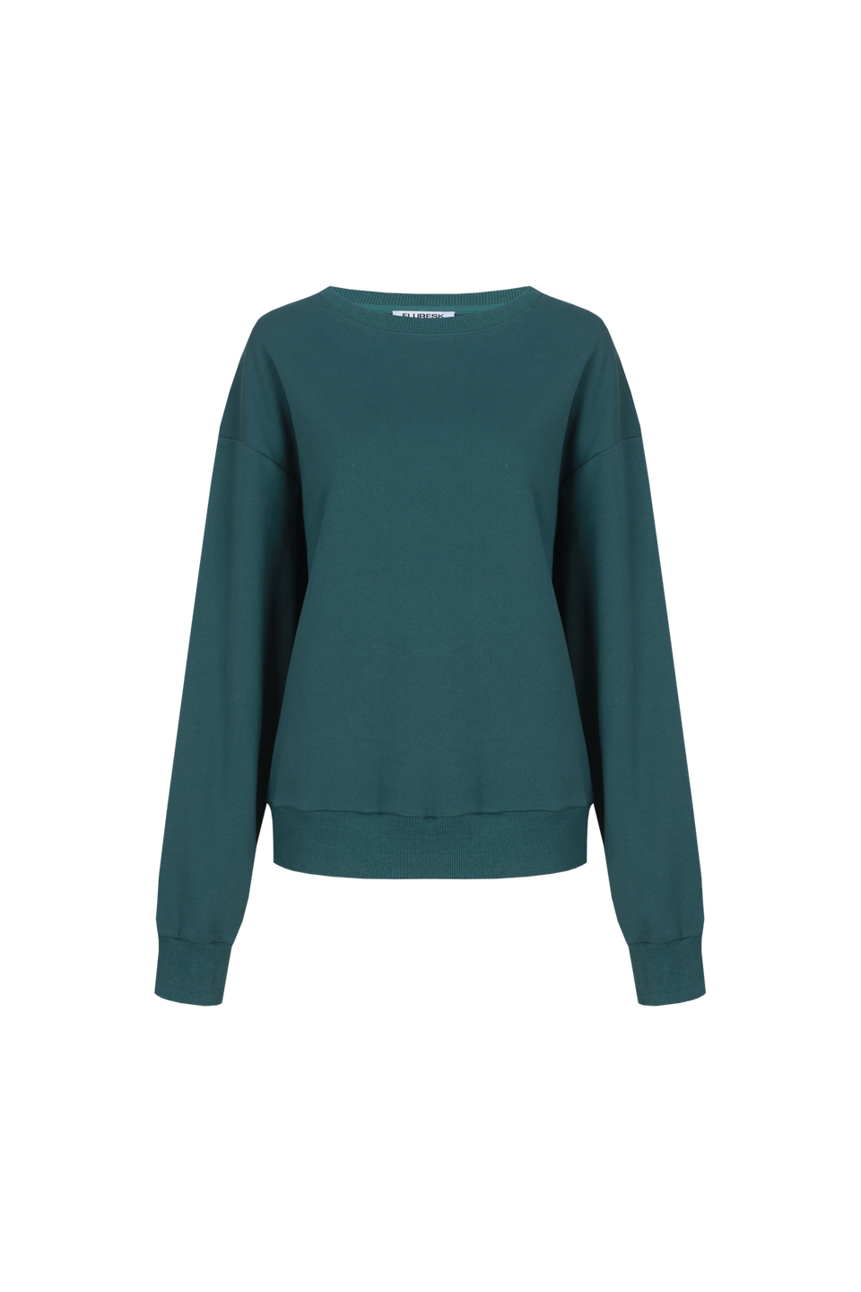 Fluresk sweater petrol groen blauw met kraaltjes detail op mouw Jessie trui azuur green 