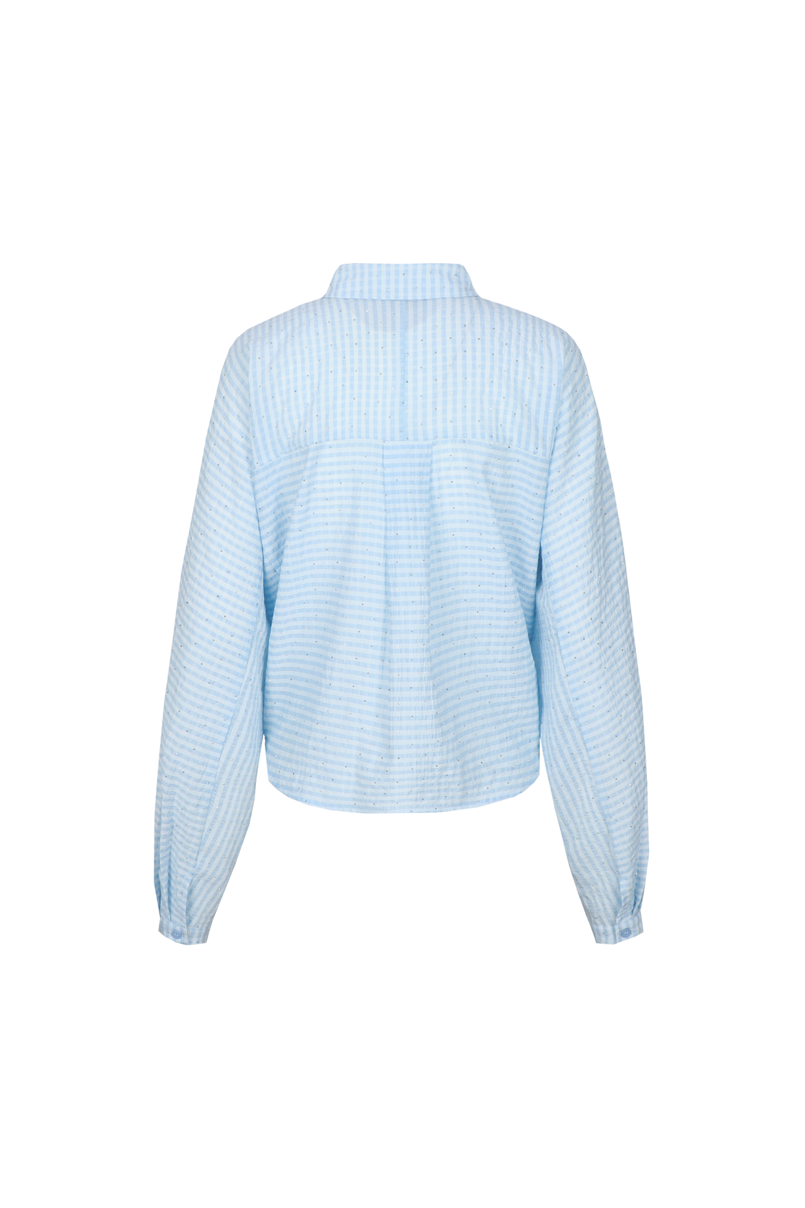 Fluresk blouse lichtblauw Vichy print met strass steentjes model Benja Celestial blue