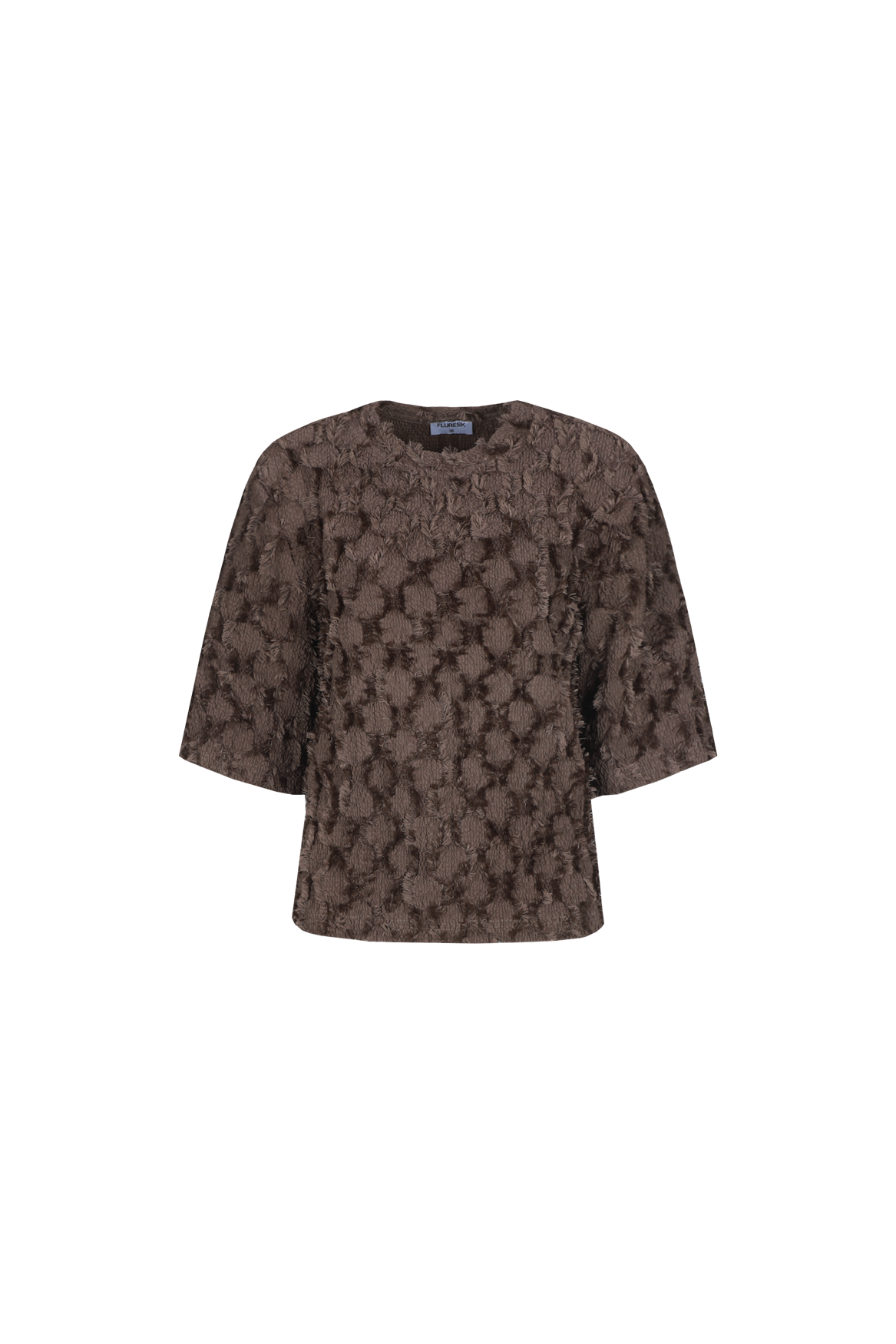 Fluresk shirt bruin met structuur model Luisa dark chocolate