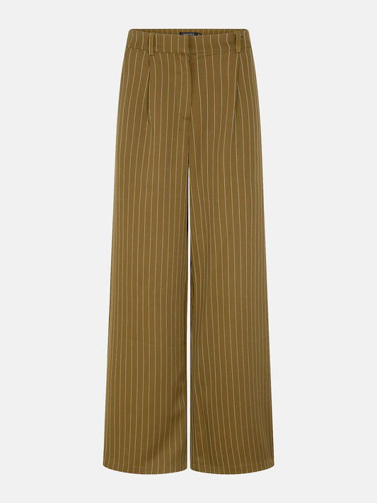 Ydence broek groen olijf met krijtstreep pantalon model Pants Kelly Olive