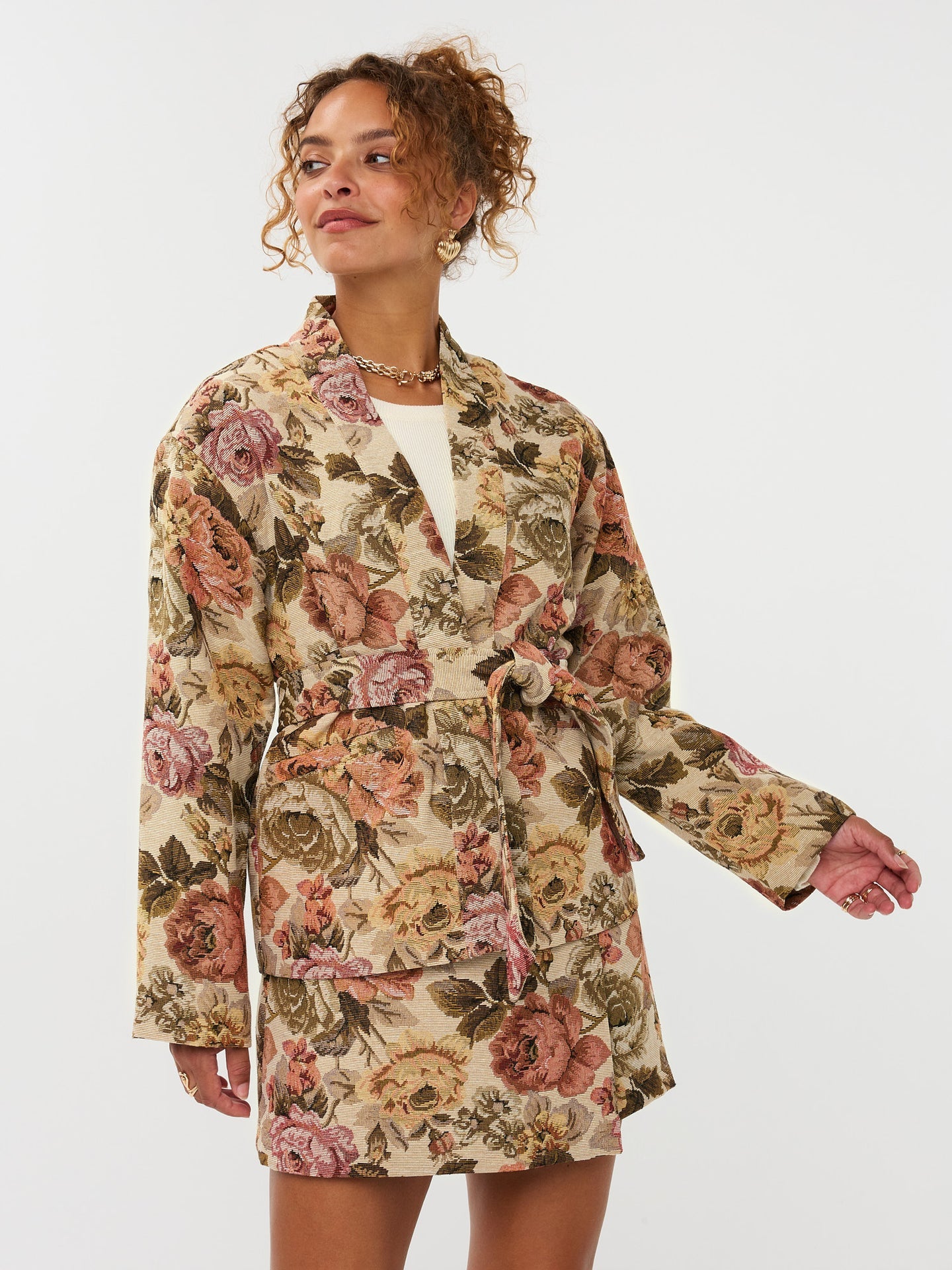 Ydence blazer Kimono Penny Rose print