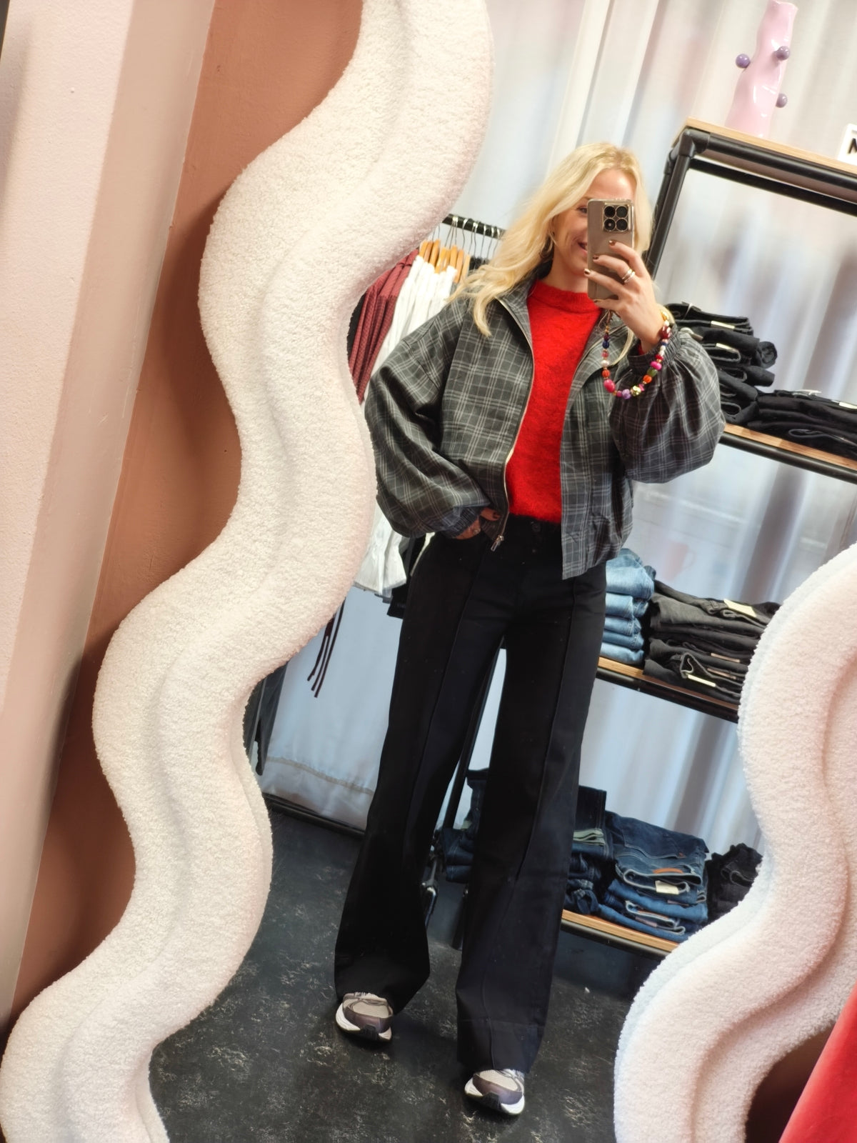 Refined Department zwart grijs ruiten jasje model Skye jacket black grey check