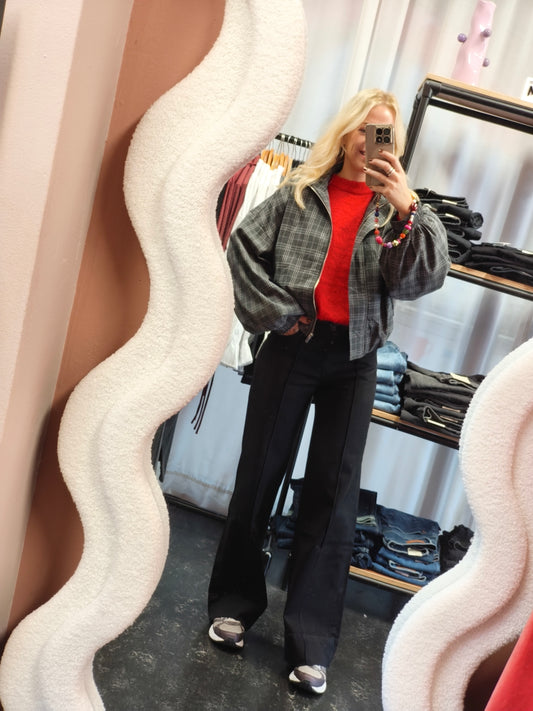 Refined Department zwart grijs ruiten jasje model Skye jacket black grey check