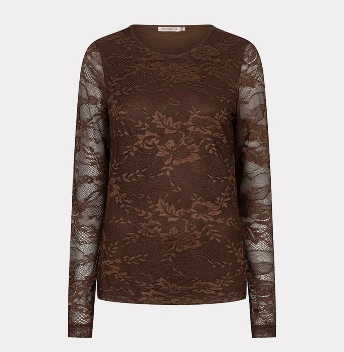 Esqualo kanten longsleeve bruin coffee