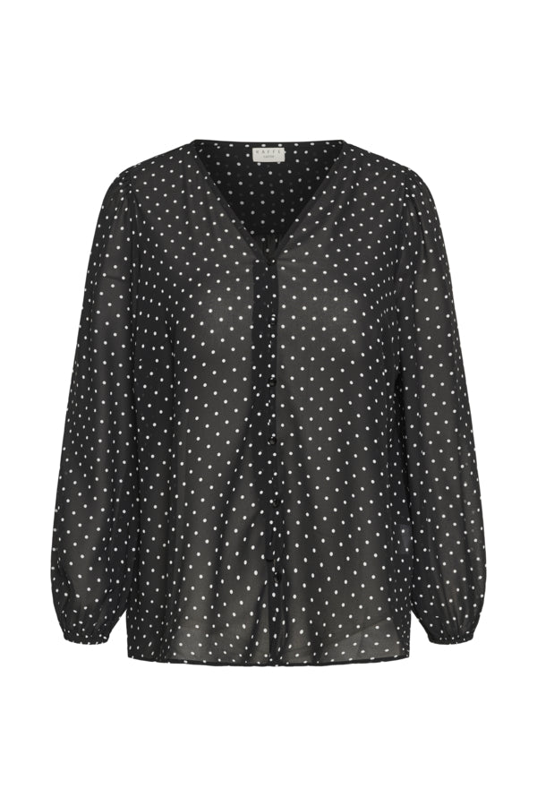 Kaffe Curve zwart wit polkadot blouse stip model KCminda Black White Dot