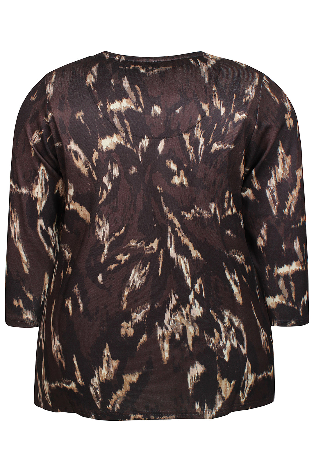 Zhenzi shirt bruin met print driekwart mouw model Ainsley 1489 Brown