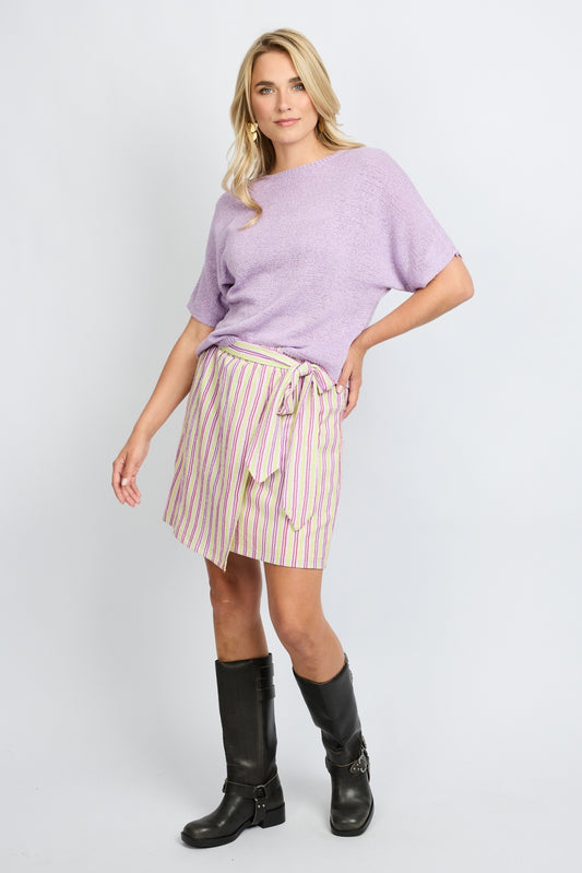 Fluresk rok gestreept lila groen model Lavinia skirt Orchid purple vivid pistache 