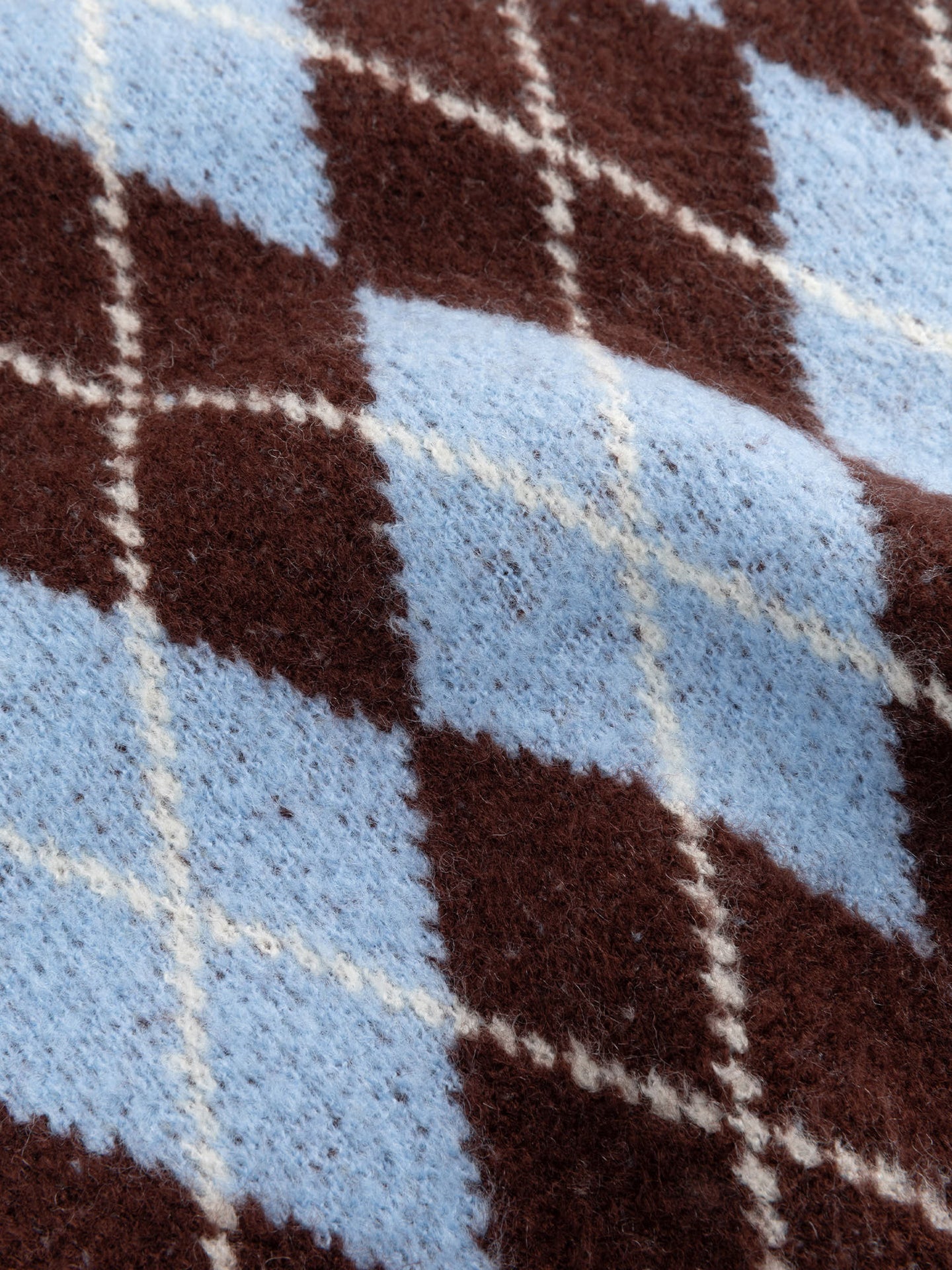 Ydence trui argyle print ruit bruin blauw model Knitted sweater Delilah Light blue