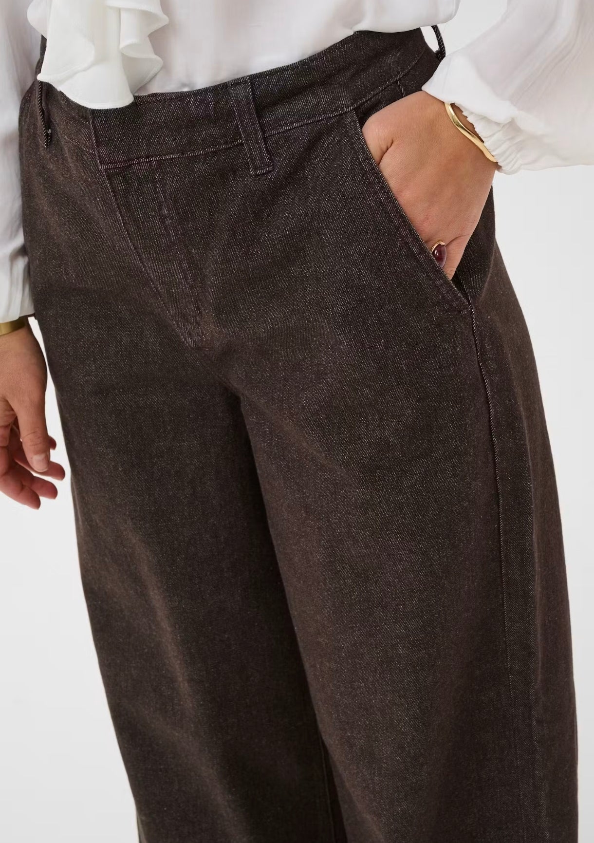 Cream donker bruin gemeleerde jeans wide fit lengte 30 model CRvisti java brown 