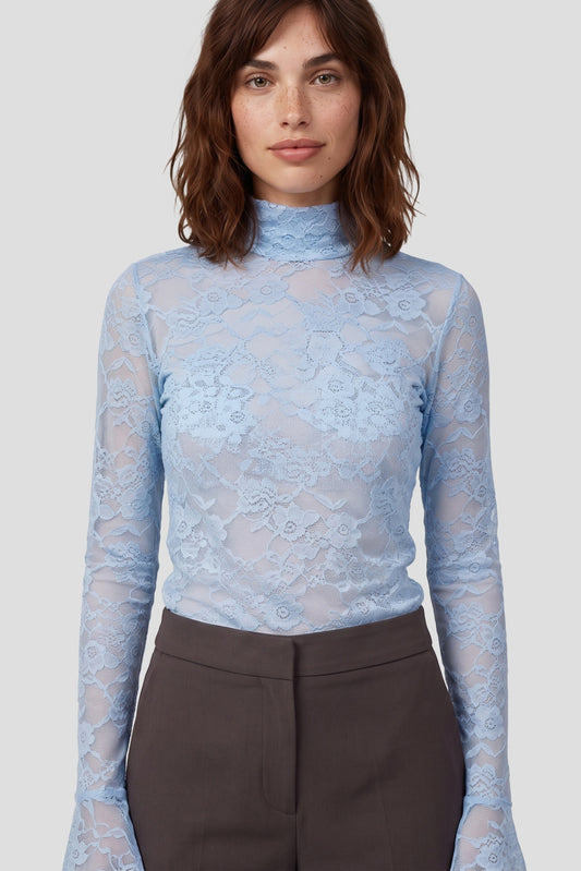 Fluresk kanten longsleeve licht blauw model Hailey top cloud blue 