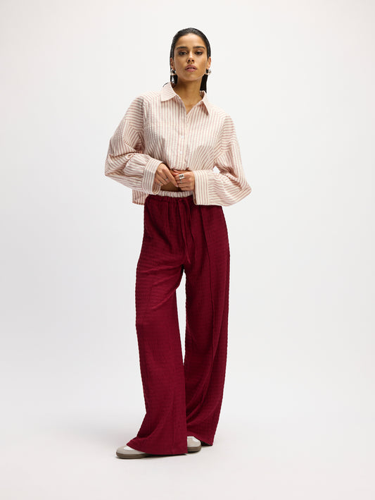 Refined Department rode broek met structuur