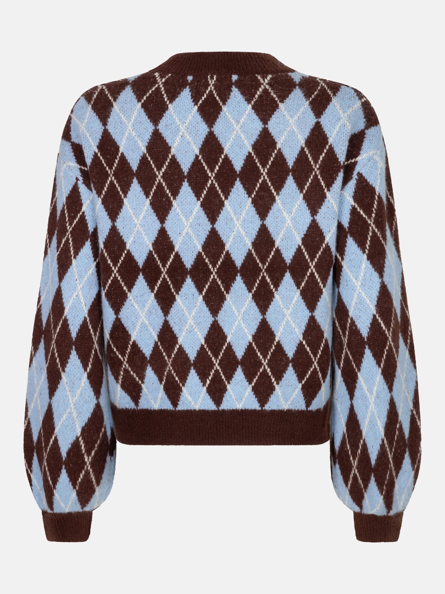 Ydence trui argyle print ruit bordeaux blauw model Knitted sweater Delilah Light blue