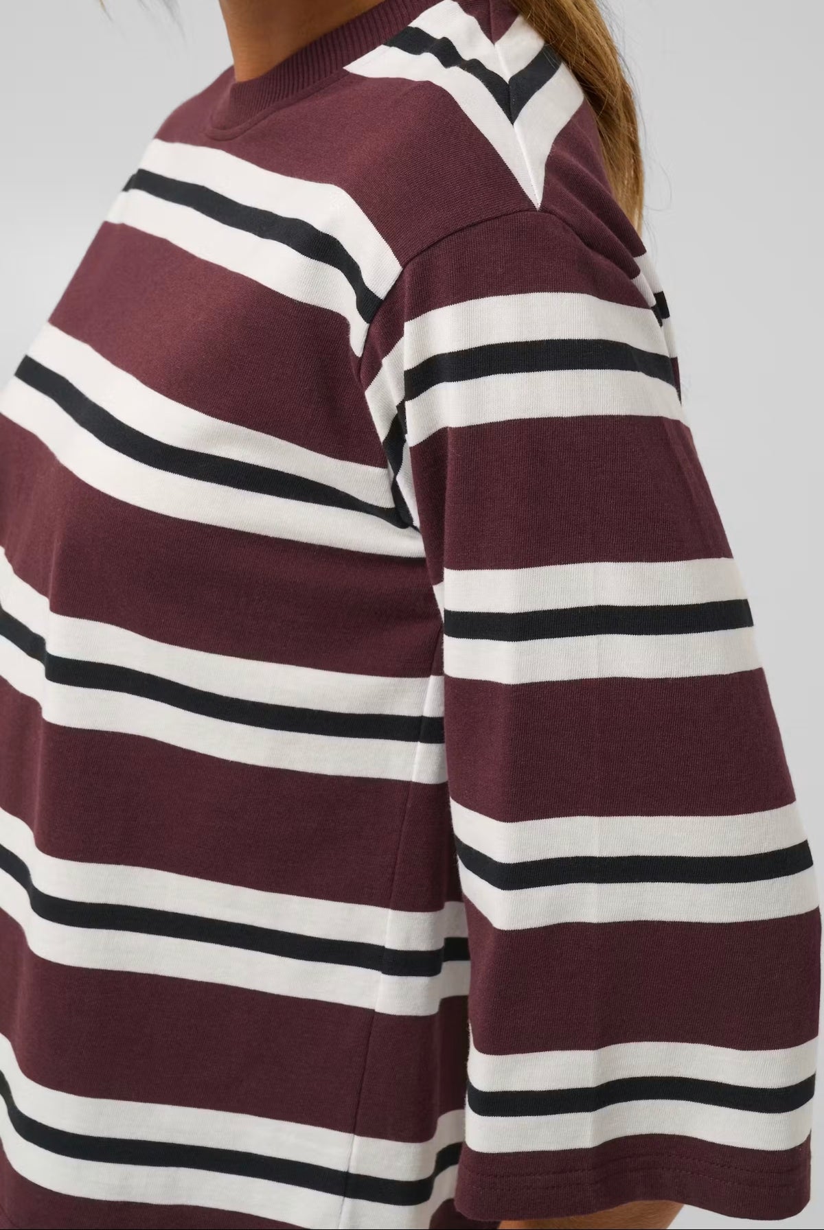 Kaffe longsleeve bordeaux strepen model KAwinny T-shirt fudge