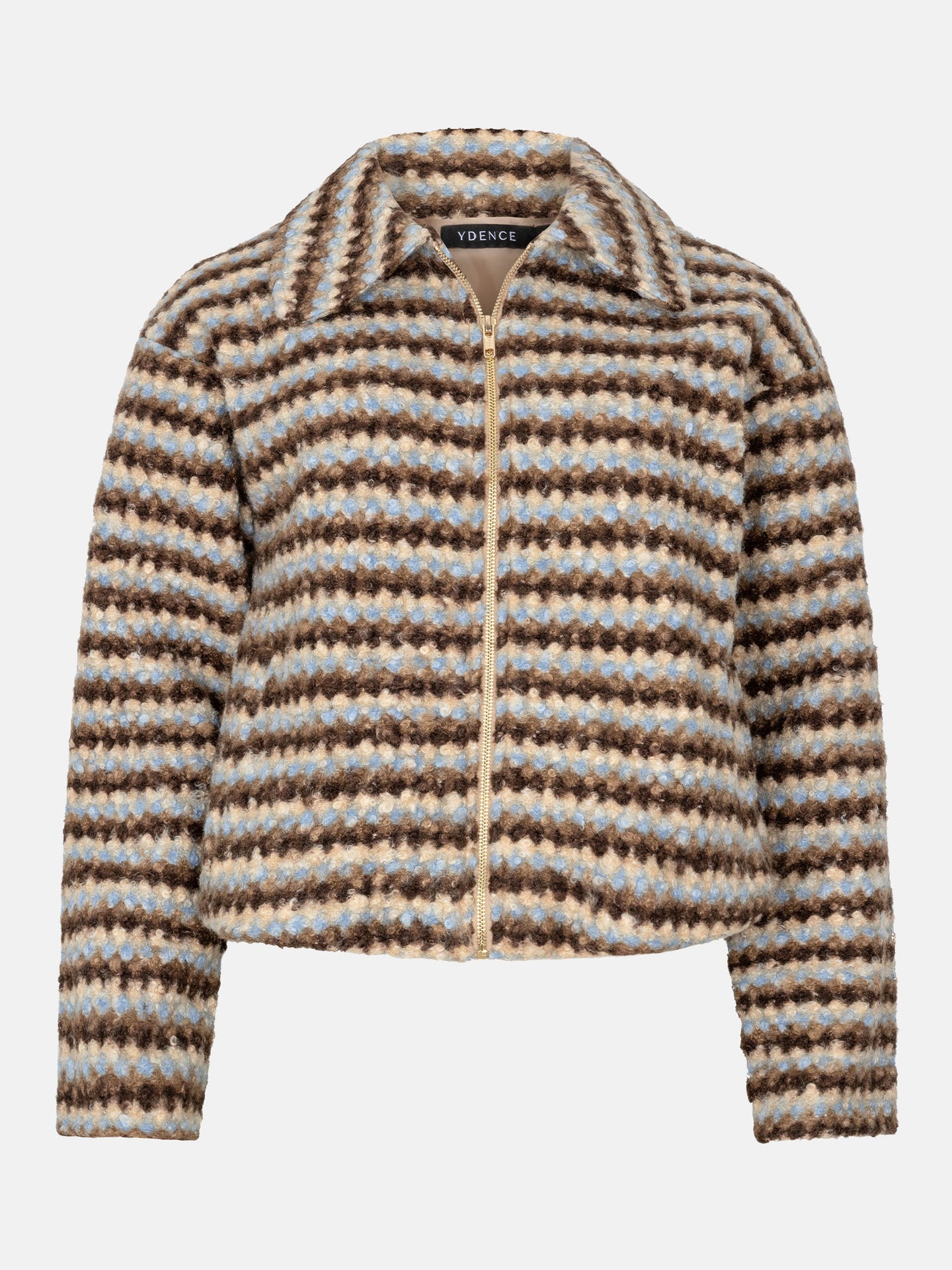Ydence bomber jasje bruin blauw beige gestreept model Jacket Evelina Light blue