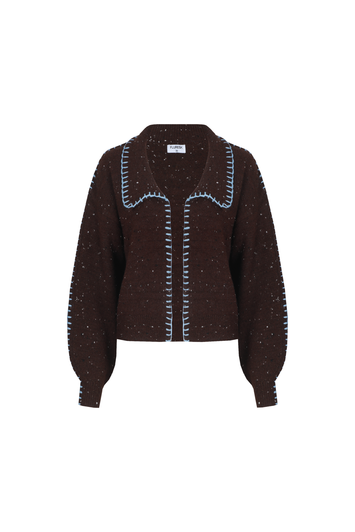 Fluresk vest bruin gemeleerde model Jazze knit cardigan dark chocolate 