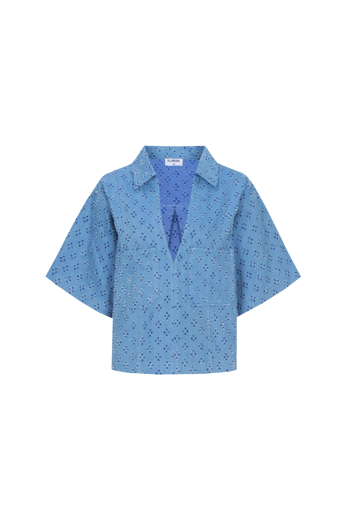 Fluresk blouse denim look model Sana top mid blue 