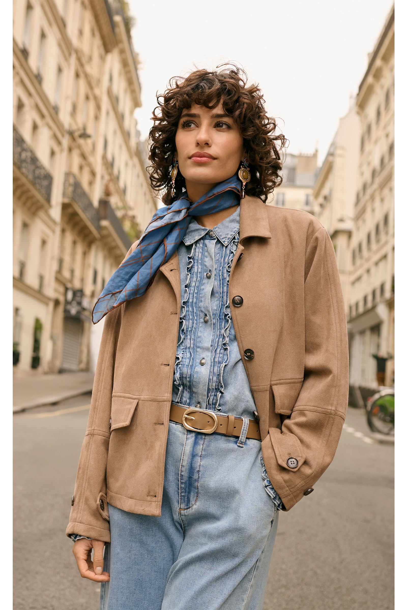 Cream suède look jasje camel model CRCala Casual jacket