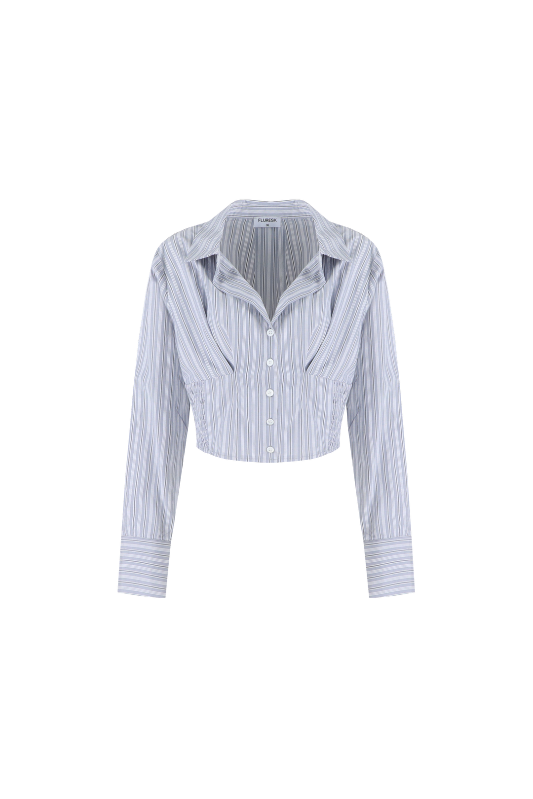 Fluresk blouse pinstripe licht grijs model Nivya blouse light gray