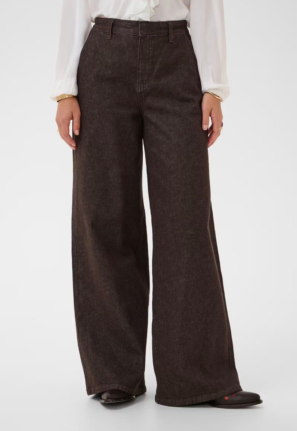 Cream donker bruin gemeleerde jeans wide fit lengte 30 model CRvisti java brown 