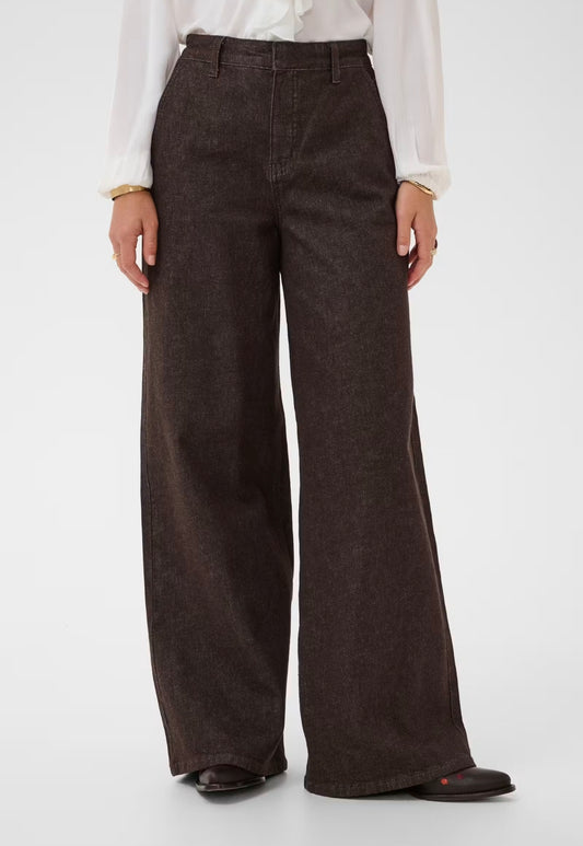 Cream donker bruin gemeleerde jeans wide fit lengte 30 model CRvisti java brown 