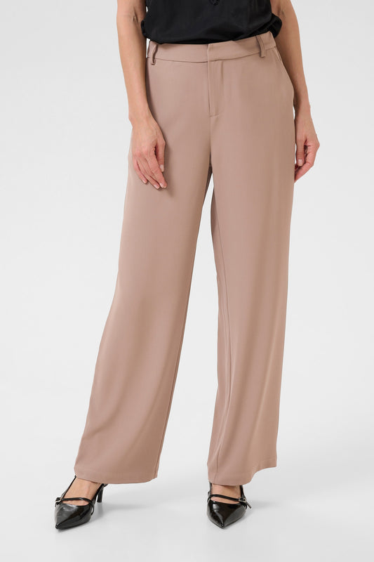 Cream pantalon bruin beige recht wijdvallend model CRcan cocamia pants fossil