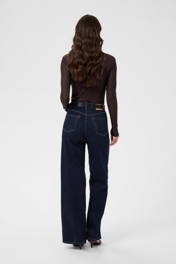 Kaffe longsleeve kant donker rood bruin aubergine model KAallison fudge 