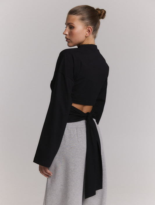 Refined Department zwarte top model ladies knitted longsleeve detail back FEATHER
R2609818114
