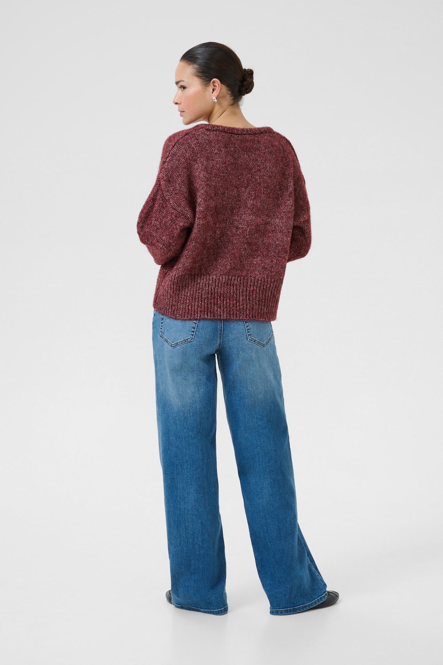 Kaffe trui bordeaux rood model KAtrina pullover Windsor Wine Melange