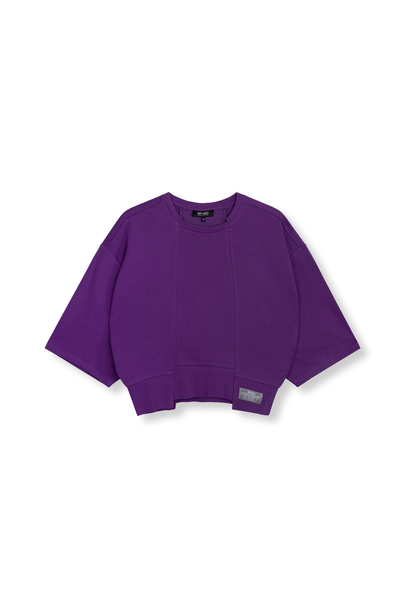 Refined Department sweater driekwart mouw paars oversized model Romee sweater purple
