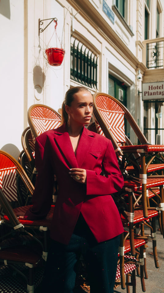Refined Department rode blazer getailleerd model