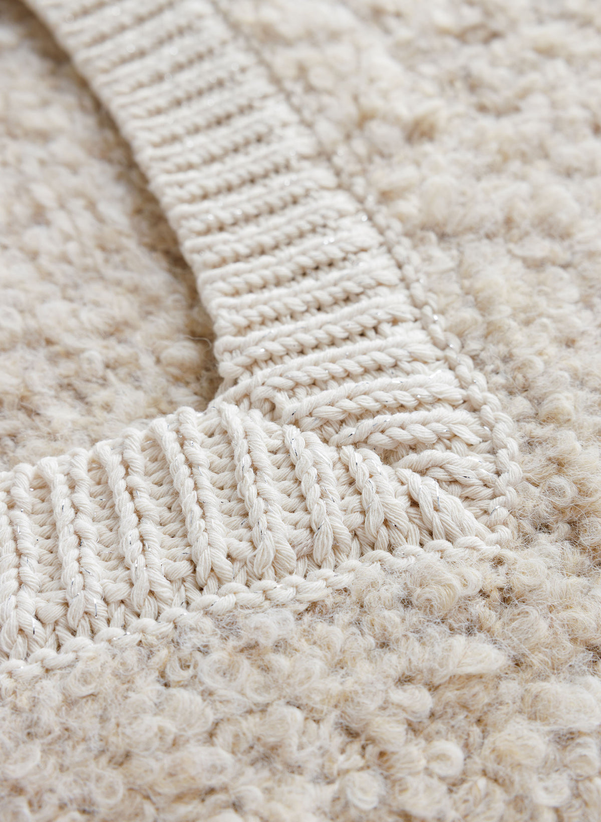 Yest trui teddy driekwart mouw beige model Usina Light Sand