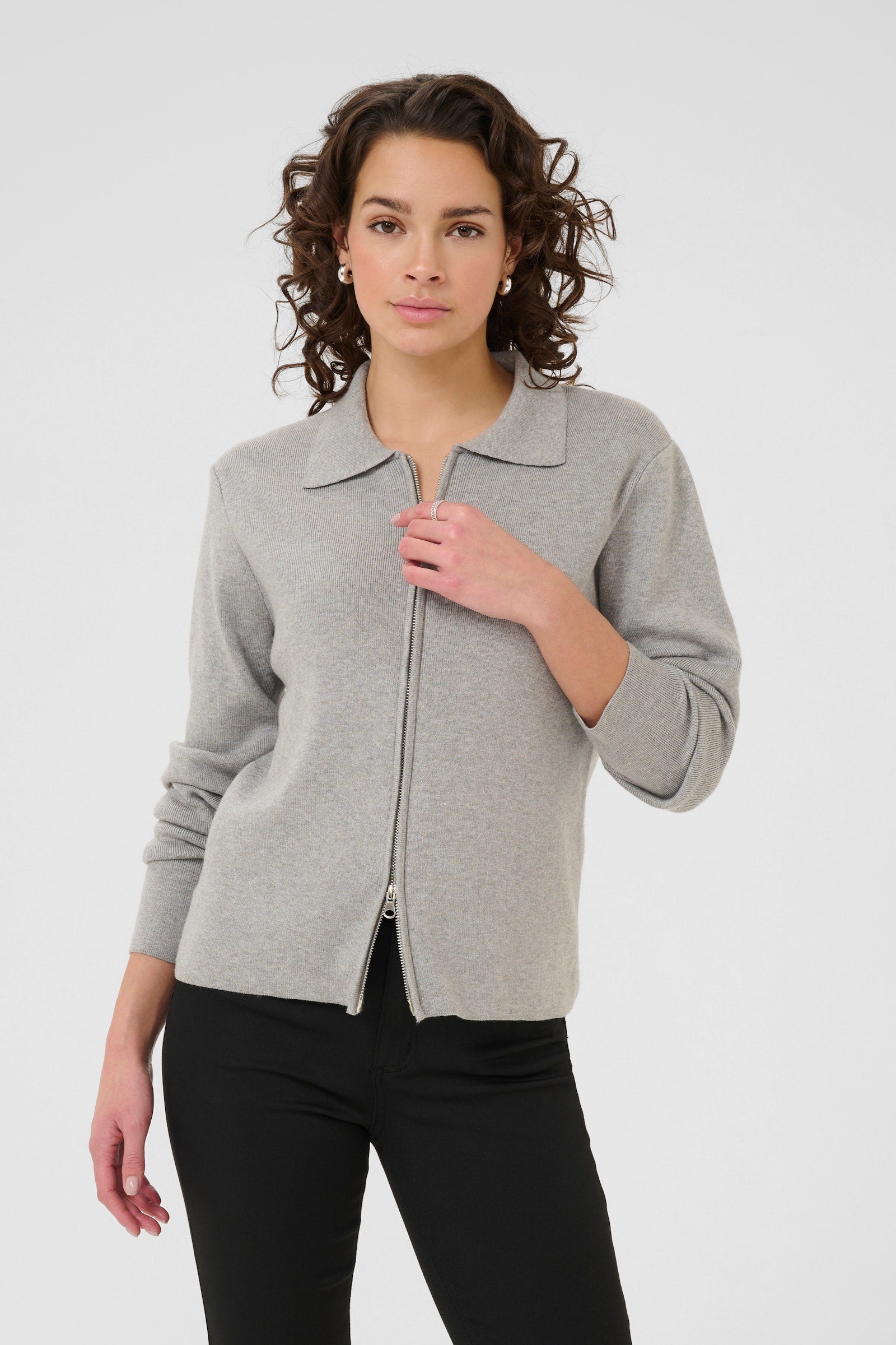 Kaffe vest grijs model KAvisja grey Melange 