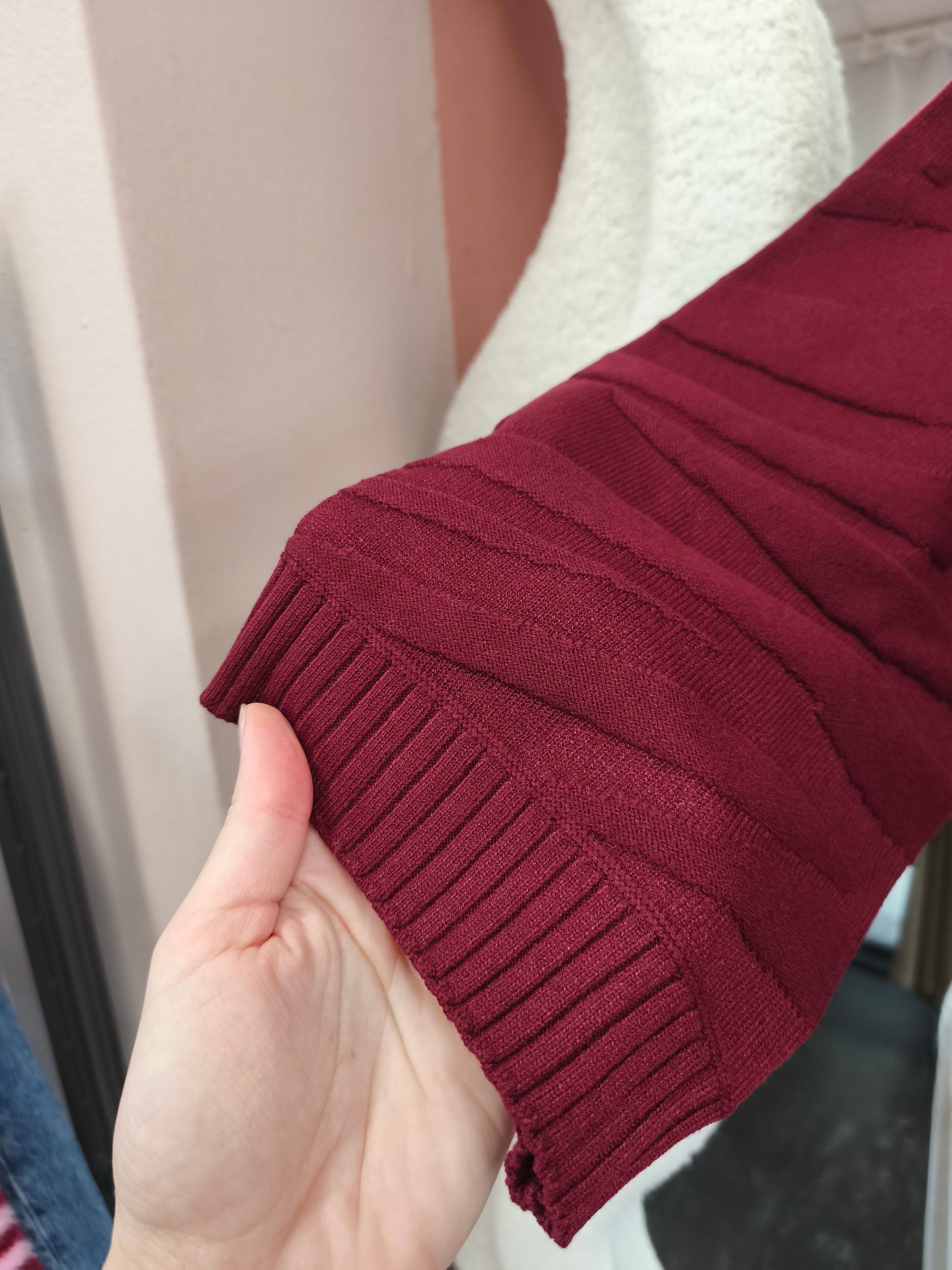 Cream trui driekwart mouw bordeaux rood model CRdela knit pullover cabernet