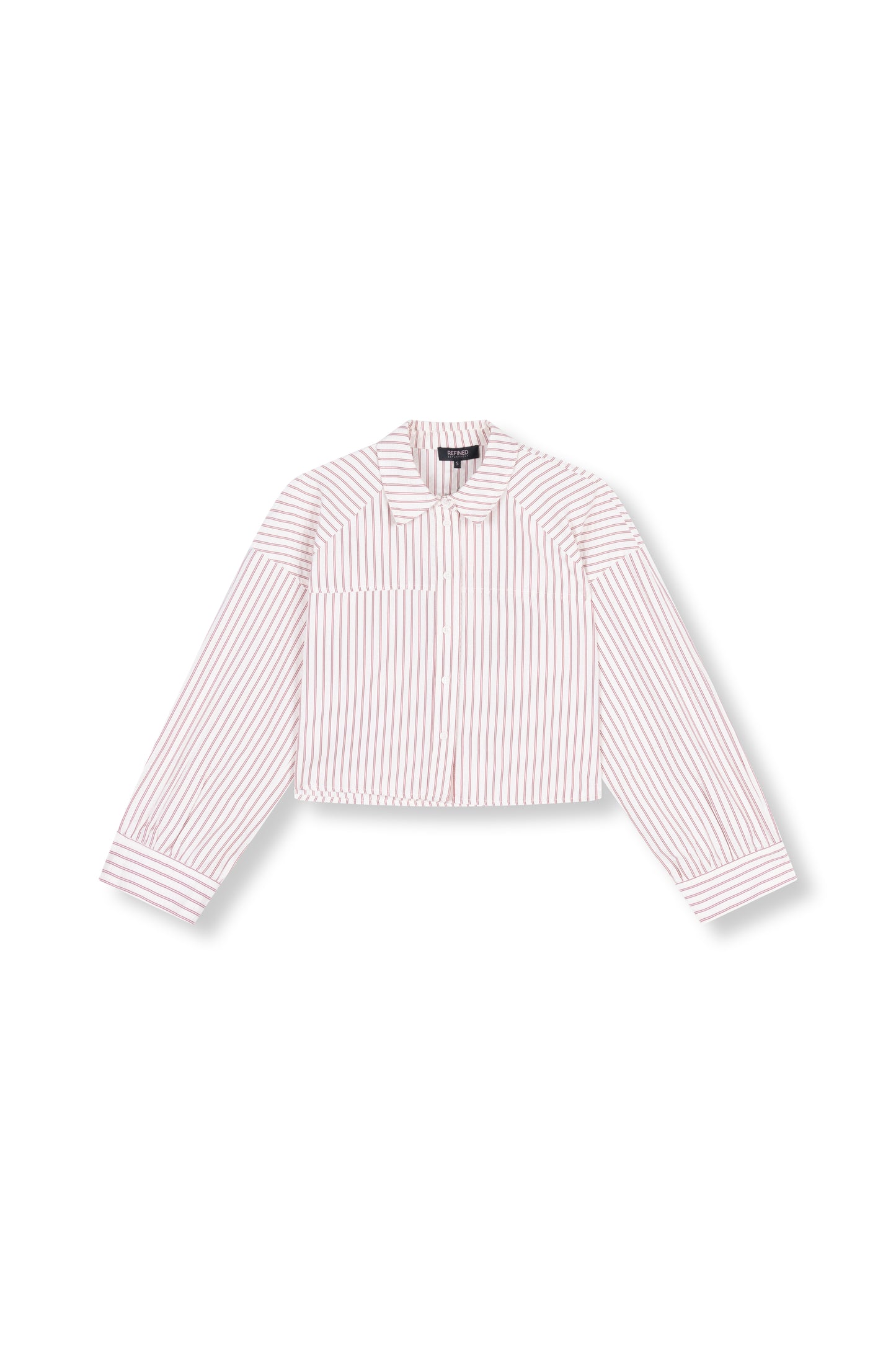 Refined Department blouse offwhite rood gestreept korter wijd model