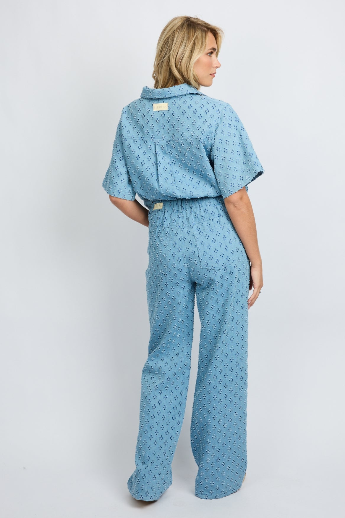 Fluresk jeans blauw met structuur model Nira pants denim mid blue 