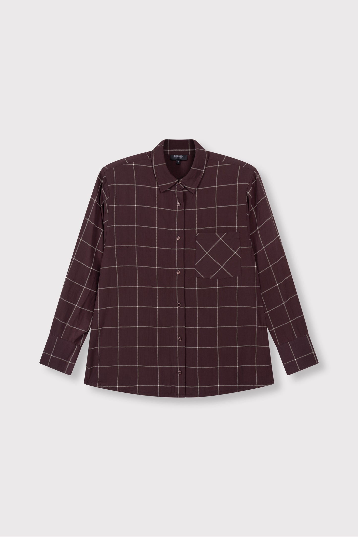 Refined Department blouse ruit bordeaux plum model ladies woven check shoulder pads NARO
R2609963084