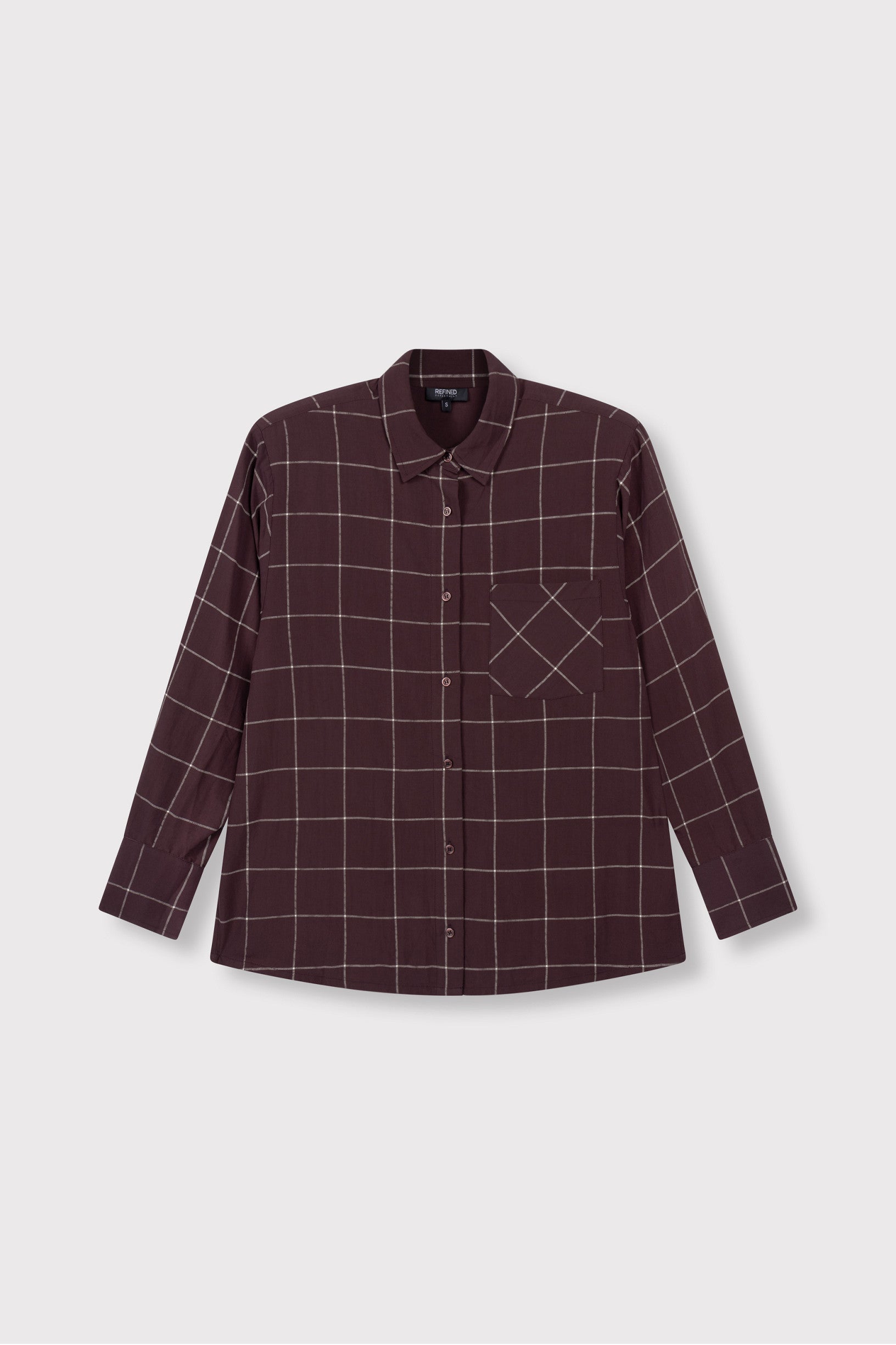 Refined Department blouse ruit bordeaux plum model ladies woven check shoulder pads NARO
R2609963084