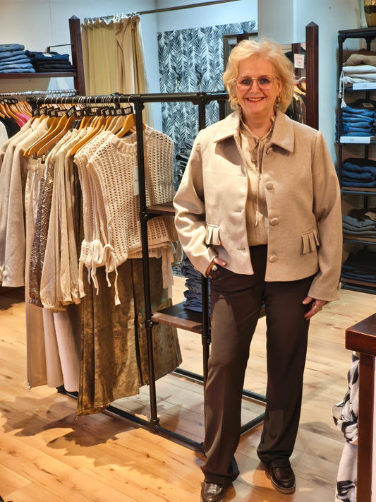 Cream jasje beige gemeleerd model CRcessie short coat savannah tan melange