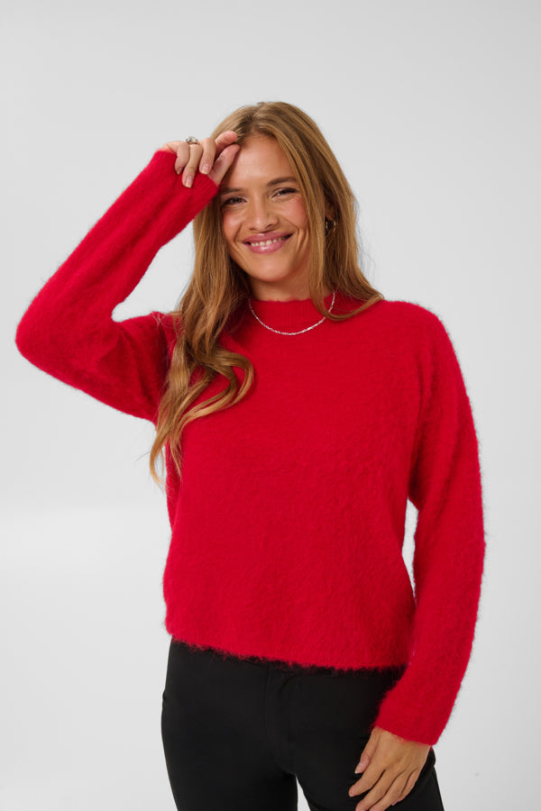 Kaffe trui rood model KAjordan knit pullover crimson