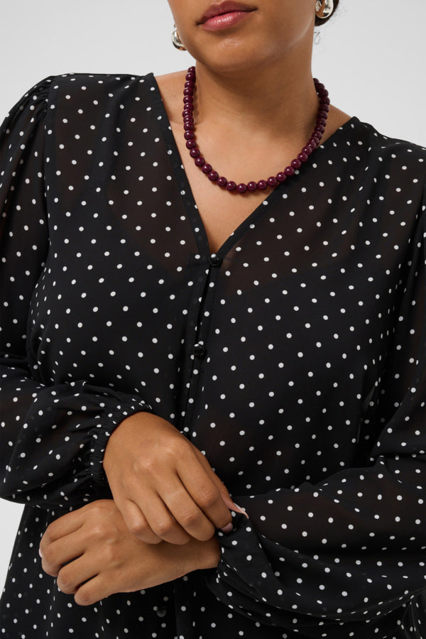 Kaffe Curve zwart wit polkadot blouse stip model KCminda Black White Dot