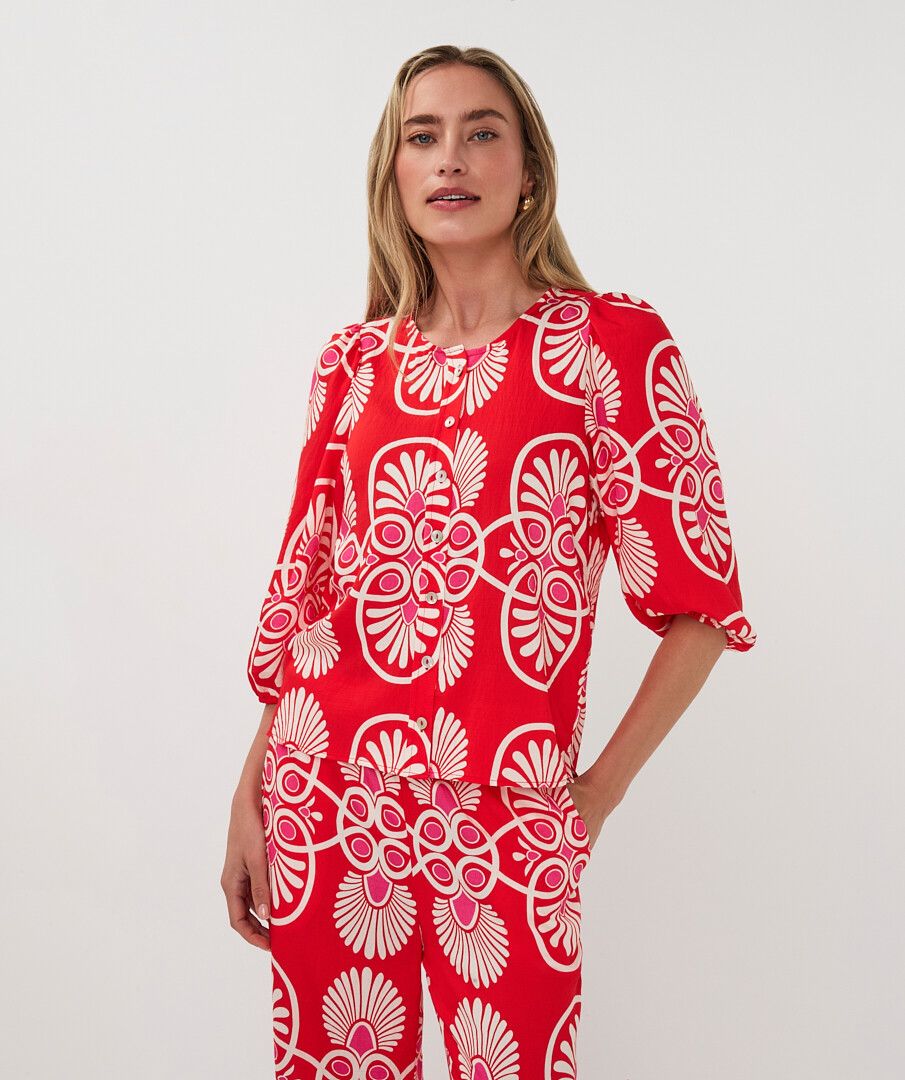 Esqualo blouse rode print model Heartfelt HS26.10203 