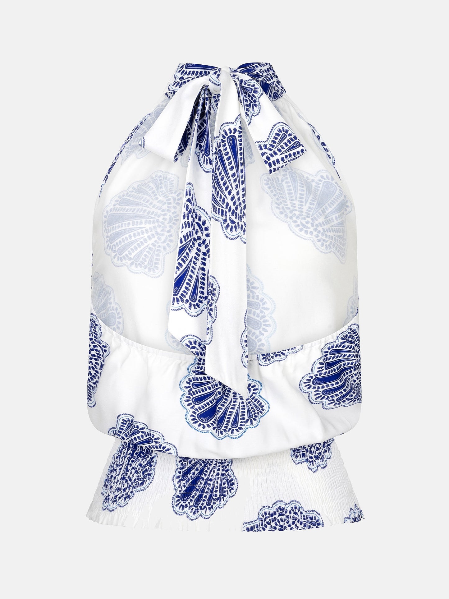 Ydence halter top wit met kobalt blauwe schelpen print Top Jamie Blue Shell