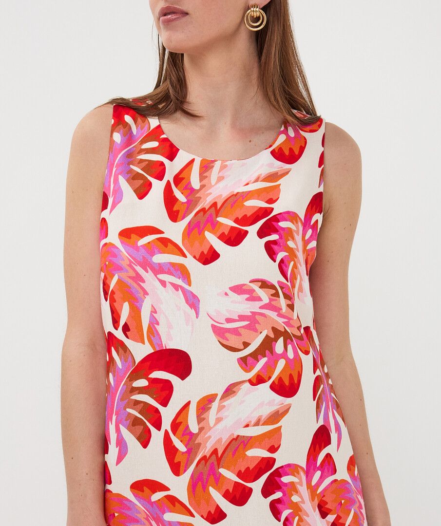 Esqualo jurk offwhite met rode print model Dress Wonders HS26.10206
