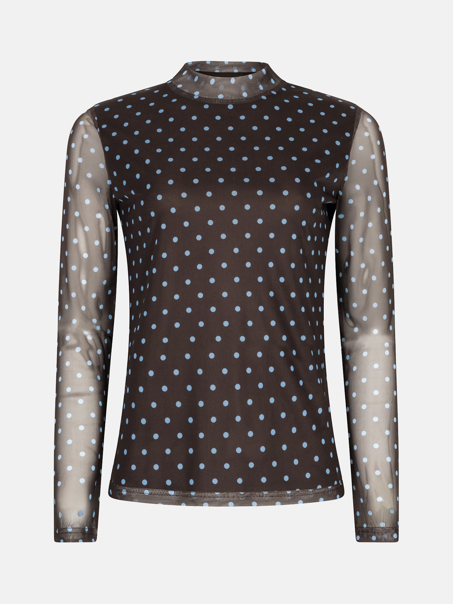 Ydence longsleeve polka dot bruin met blauwe stippen model Top Bailey Brown