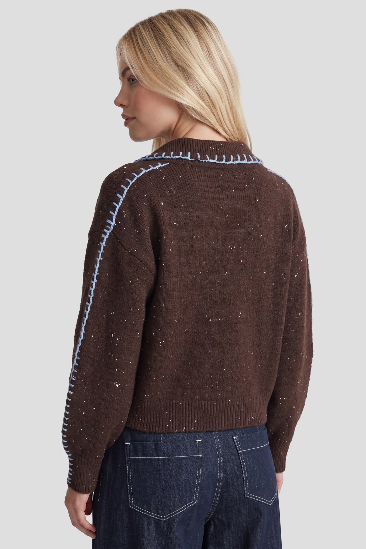 Fluresk vest bruin gemeleerde model Jazze knit cardigan dark chocolate 