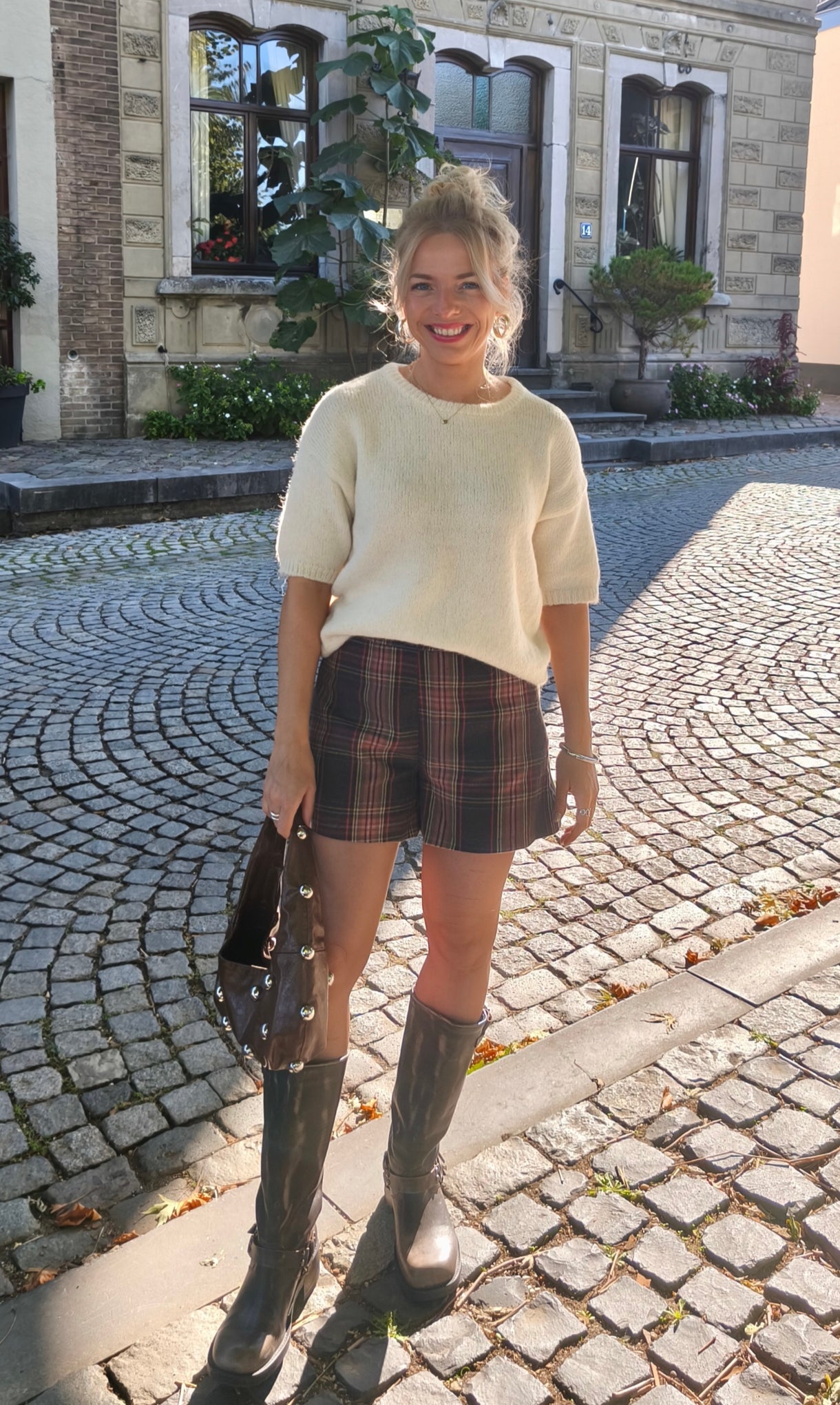 Fluresk korte broek bruine ruit model Manou shorts smoke